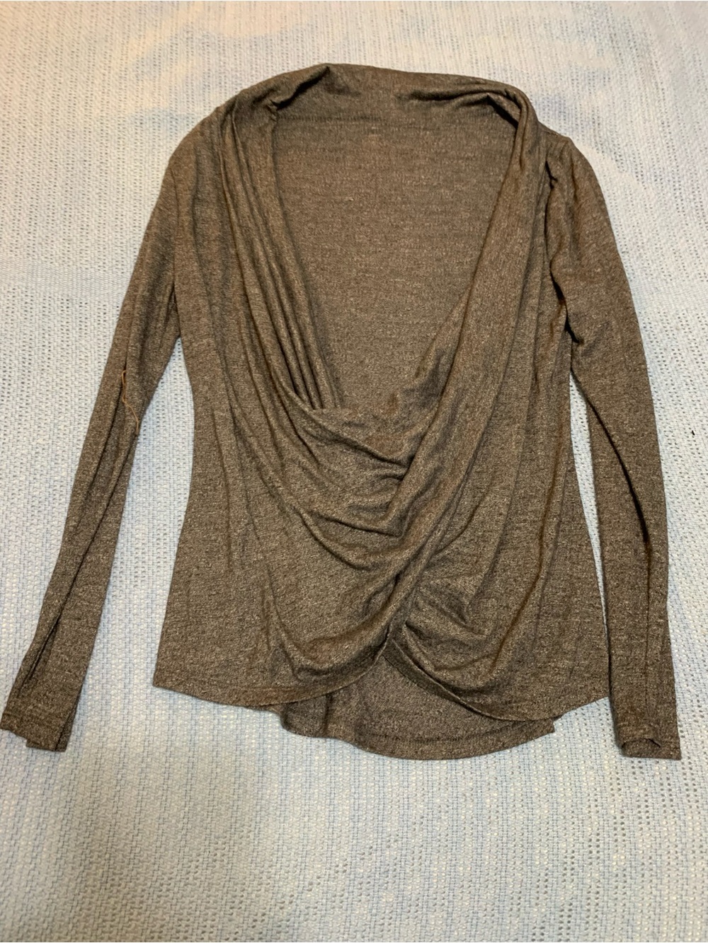 Yogalicious Draped Cowl Long-Sleeve Top - gray